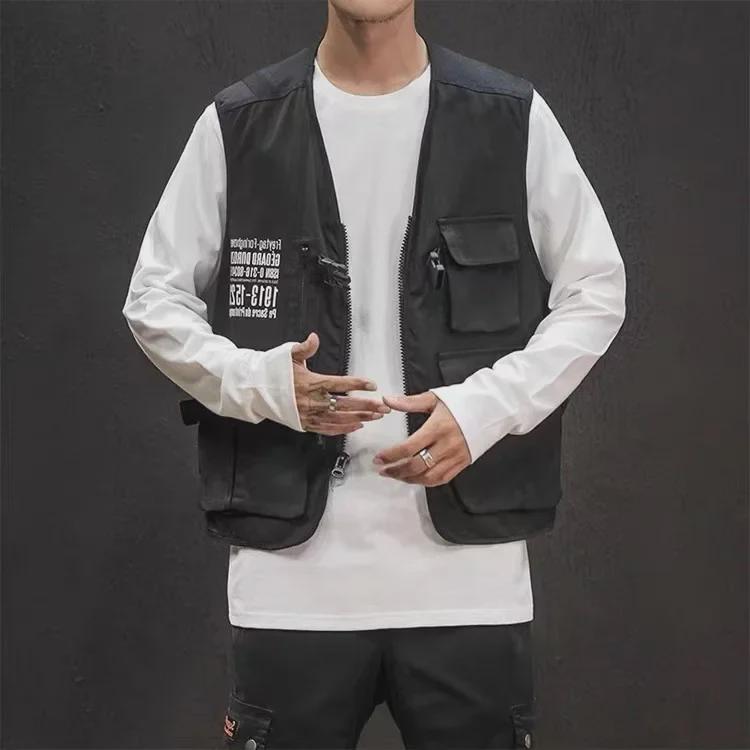 Американо-японский тактический жилет без рукавов с множеством карманов для молодежи на весну и осень