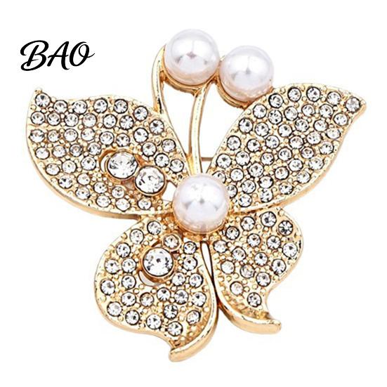 Butterfly Brooch Pins Women Pin, Shape Lapel Pin with Animal Coats Faux Pearls Rhinestones, Jewelry Accessory for Dresses Jackets Decorative Alloy