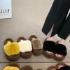 2025 Autumn/Winter Women's Fuzzy Flat Thick-Soled Cotton Slippers