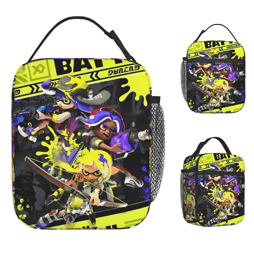 Splatoons Shoot Video Game Lunch Bag Office Lunch Box For Men Cute Custom Thermal Tote Handbags Oxford Portable Cooler Bag