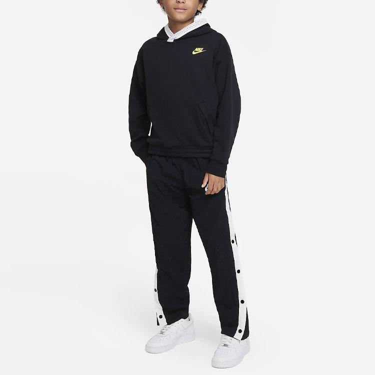 Nike Двусторонняя толстовка с капюшоном и принтом логотипа в виде буквы, детские топы, цвет черный, белый DX5518-010