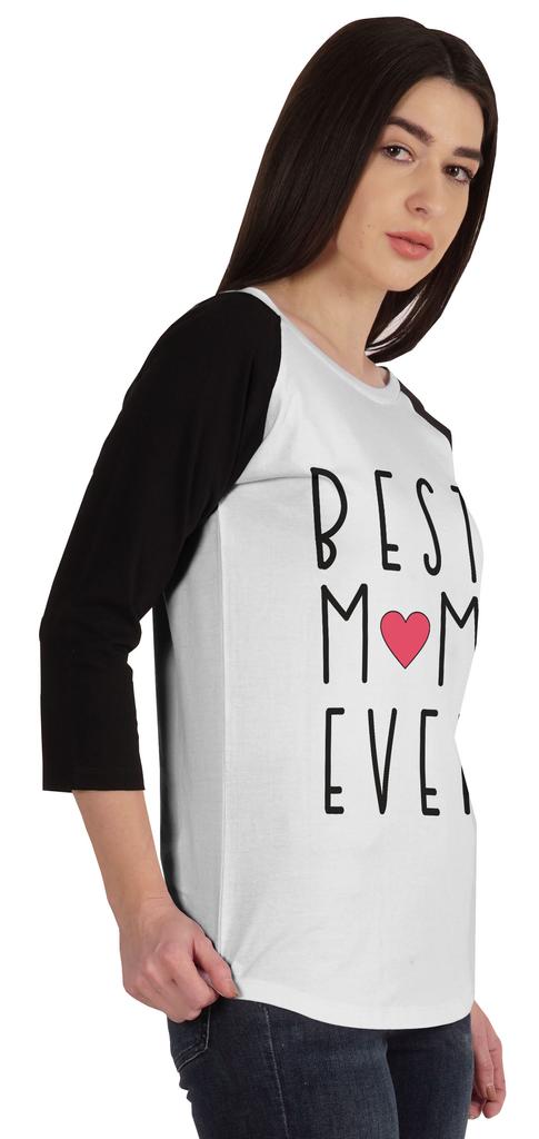 Inkmeso Best Mom Ever Tshirt Raglan Sleeve Mother  s Day Gift Tops Moms Shirt