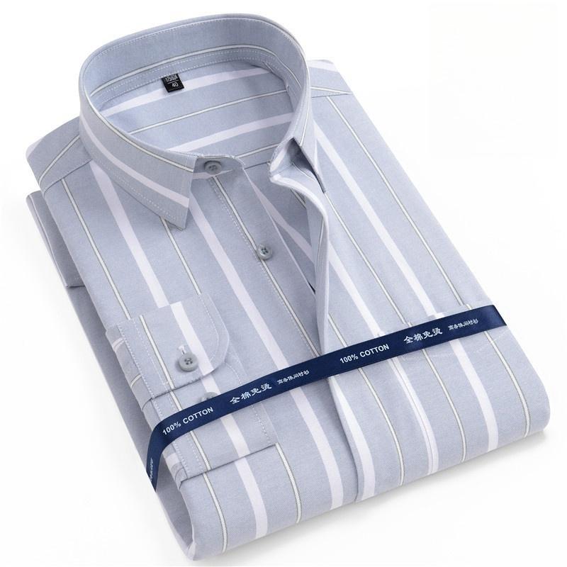 Новые рубашки из 100% чистого хлопка Оксфорд Мужская однотонная рубашка с длинным рукавом Стандартный крой Мужская с карманом Повседневная Осенняя Мужская рубашка 7XL 8XL