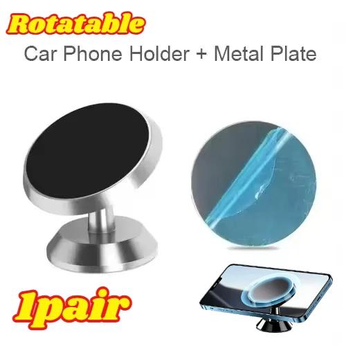 Metal Magnetic Phone Holder Mini Round Car Magnet Mount Universal Stick on Dashboard Magnetic Stand for Smartphone Navigation