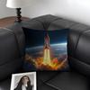 Rocket Cool Cushion Cover Natural Linen Organic Fabric DoubleSided Printing Sofa Home Decor Gift Pillow Case