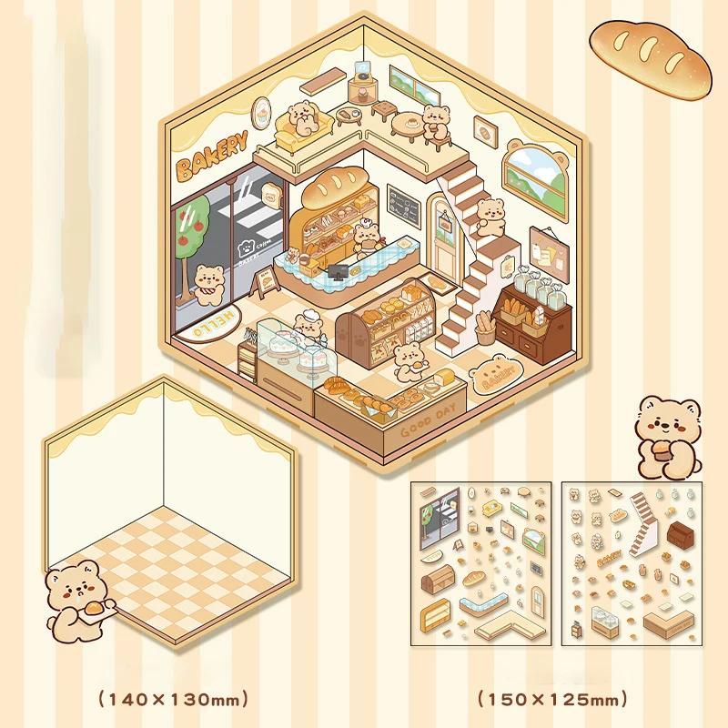 1 комплект креативных 3D-наклеек для симуляции кабины, милые мультяшные наклейки ручной работы для ландшафтного дизайна, наклейки для укладки сцен