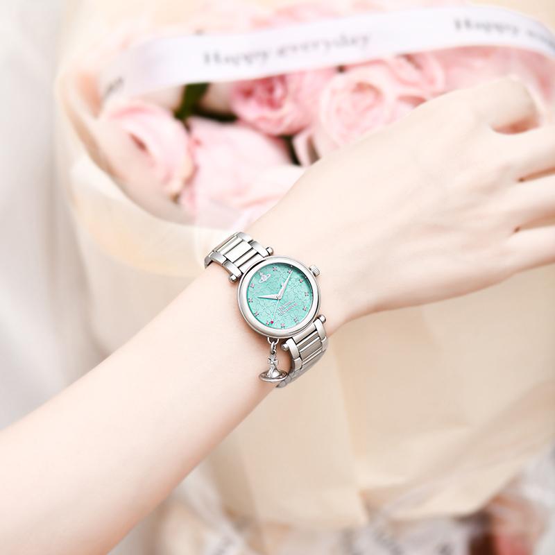 Vivienne Westwood Quartz Watch 32Mm Green Dial Womens Diamond Markers Women watches DWVV006TBLSL
