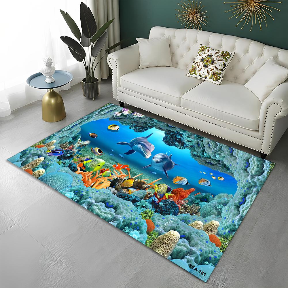 3D ковер-иллюзия морского дна, подводный мир, для дома, гостиной, спальни, дивана, коврик-дверной коврик, декор, детский коврик, нескользящий напольный коврик
