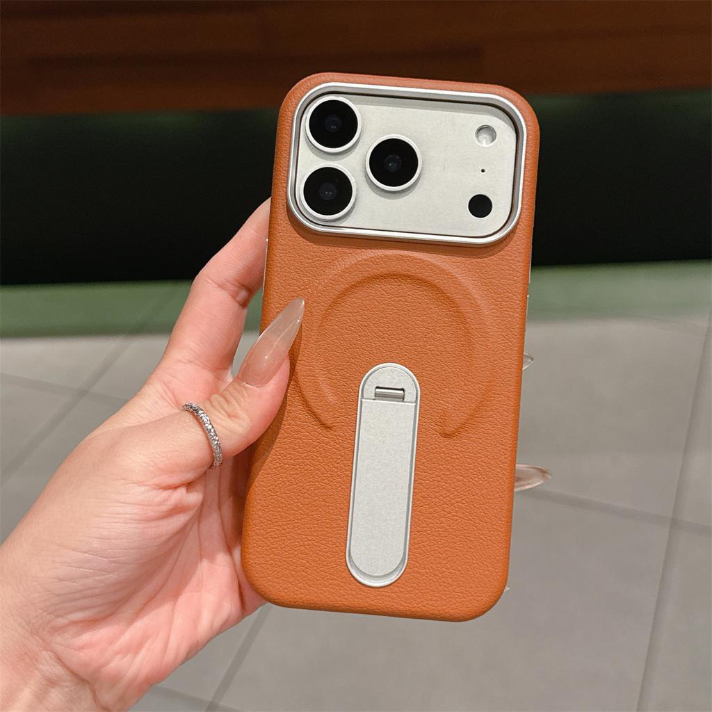 Чехол-подставка из кожи с магнитом для IPhone 17 16 15 14 13 17 Pro Max для беспроводной зарядки Magsafe Ударопрочный чехол