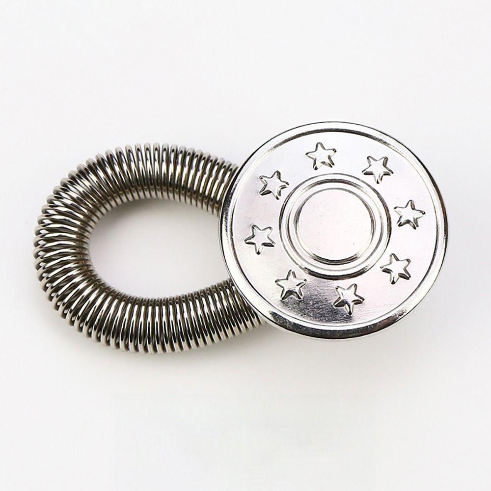 10Pcs Trousers Pants Stretch Waist Extension Metal Elastic Jeans Button Universal Spring Button