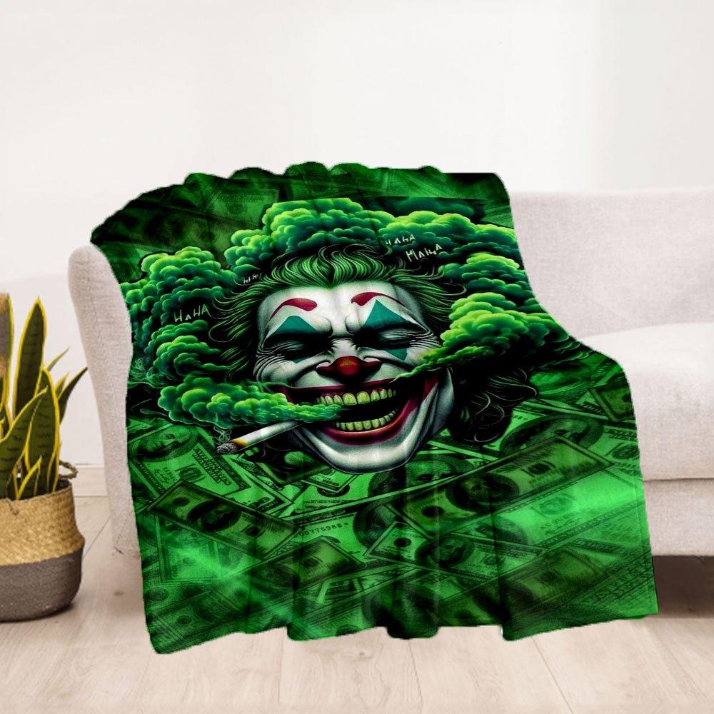"Joker Money Green Art Print Poster"Blanket Flannel Throw Blanket for Sofa, Bed, Travel, Camping, Office