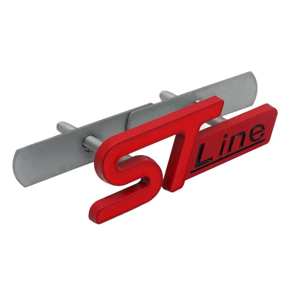 3D Metal ST Line Logo Car Front Grille Emblem Rear Trunk Sticker Badge Decals for Ford ST Fiesta Focus Mondeo Kuga Ranger
