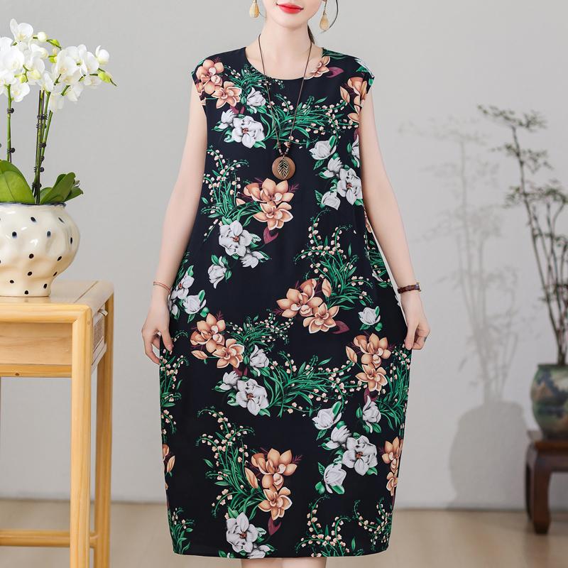 Повседневные женские платья летняя винтажная одежда больших размеров без рукавов свободное длинное платье