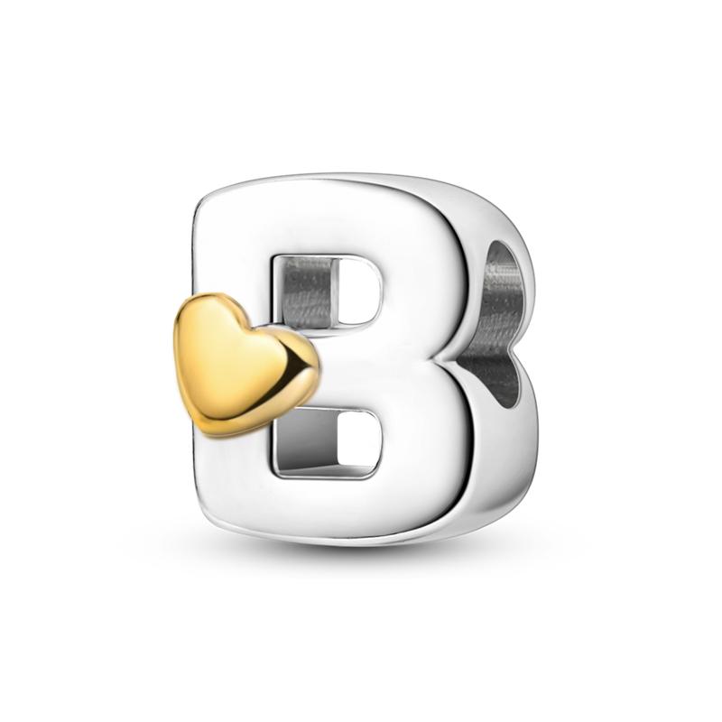 Посеребренные DIY Алфавитные подвески бусины LOVE Сердце Буква Подарочные Подвески Подходит Оригинальный Браслет Браслет Ювелирные Изделия Маркировка