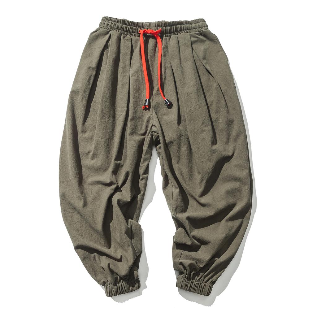 Streetwear Spring Autumn Cotton Linen Harem Casual Men's Pants Chinese Style Solid Color Baggy Joggers