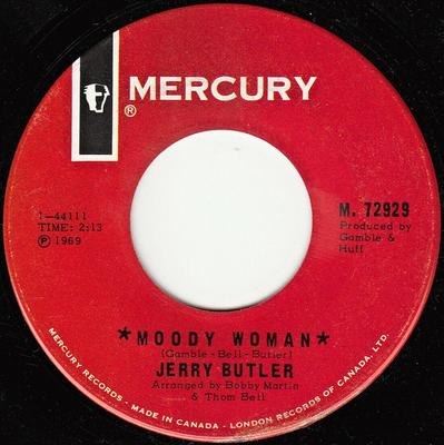 7-дюймовая пластинка JERRY BUTLER - Moody Woman 72929 Mercury Канада Soul/Funk Б/у