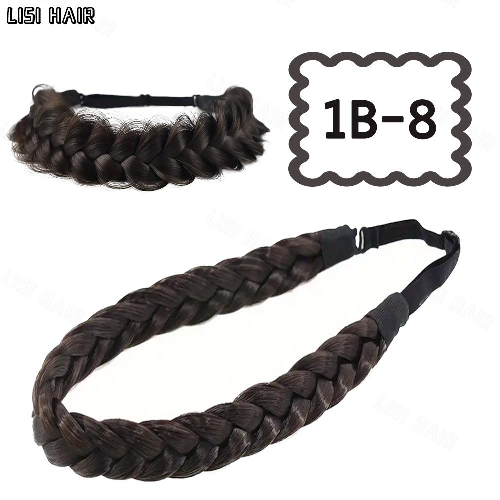 XINRAN Synthetic Elastic Braided Hair Band Extensions Classic Chunky Wide Fluffy Braids Wig For Women Daily Accessory