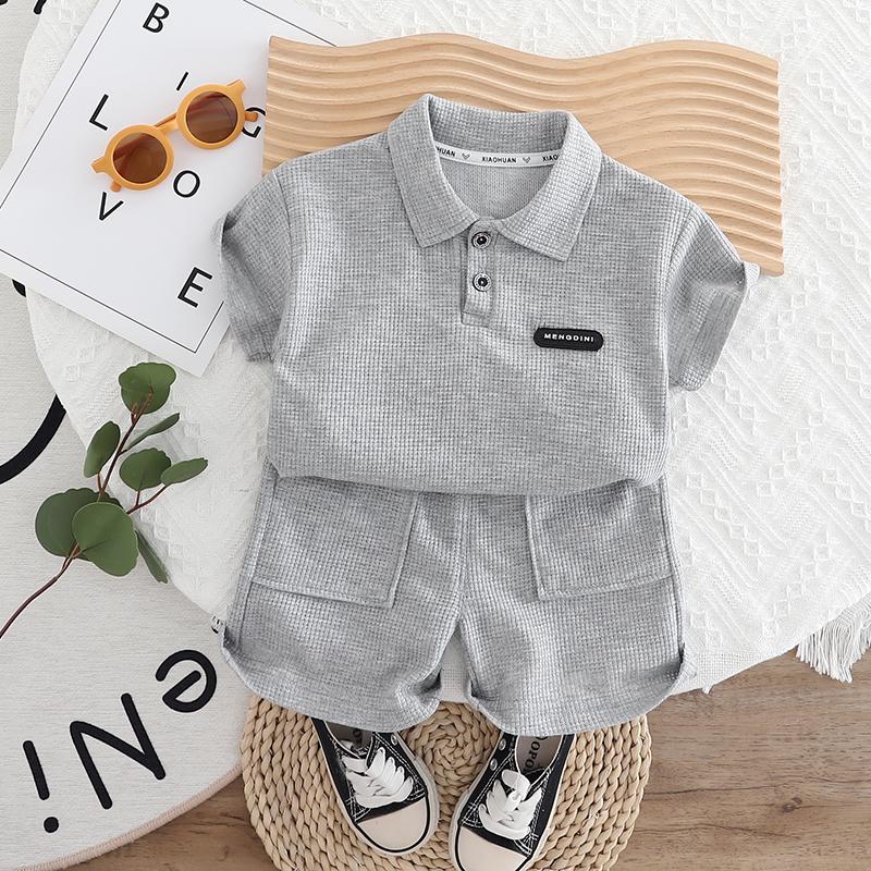 Комплект для мальчиков 0-5 лет Детская рубашка-поло с короткими рукавами Повседневные шорты Комплект из двух предметов Удобная одежда Для малышей-мальчиков