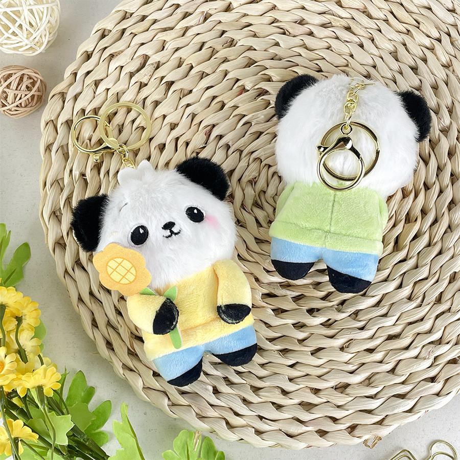 Panda Sunflower Plush Toys Bag Hanging Accessories Keychain Pendant Souvenir