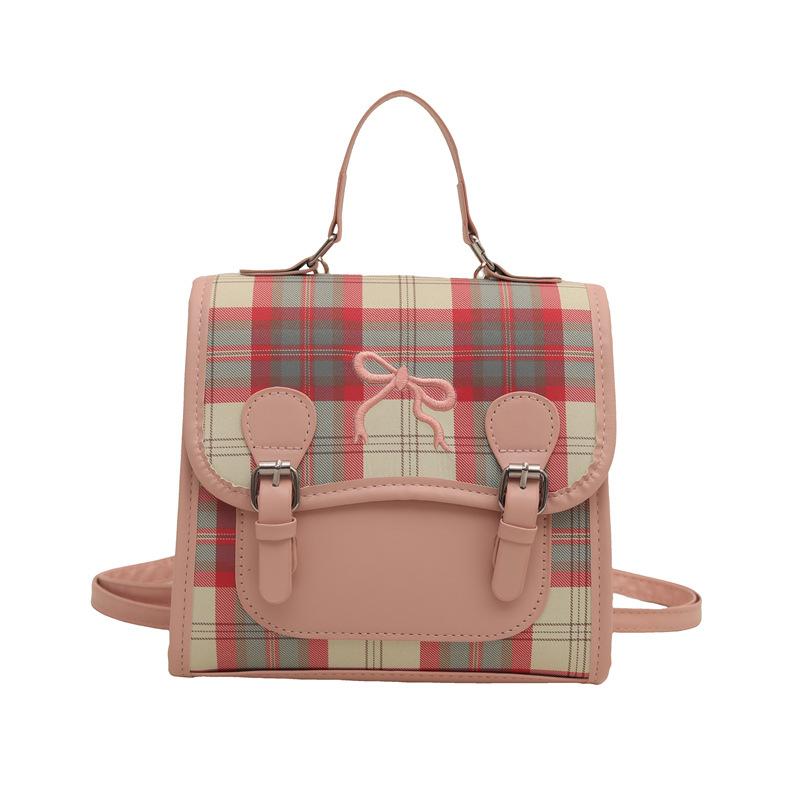 Casual Versatile Niche Plaid Backpack for Women New Style Small Backpack Contrasting Color Mini Handbag