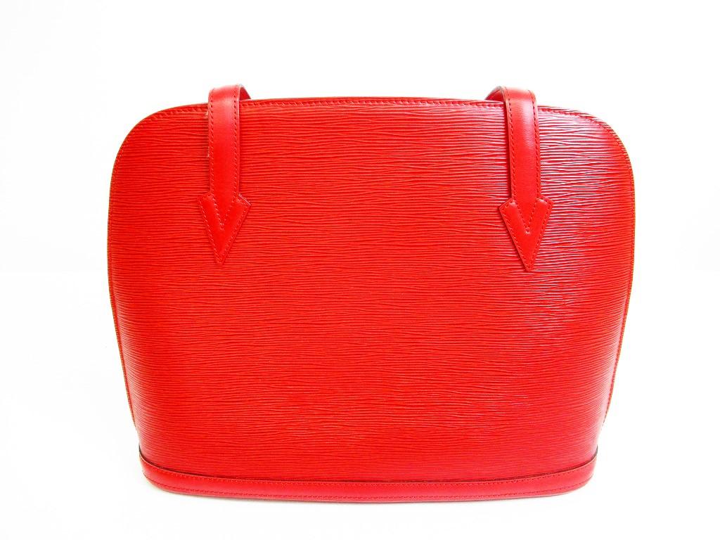 Authentic LOUIS VUITTON Epi Leather Red Tote Shoppers Bag Purse Lussac #6973 Seller refurbished