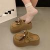 Thick-soled Heightening Kangaroo Bag Head Half Slippers Women's New Autumn Wear a Pedal Boken Single Shoes
