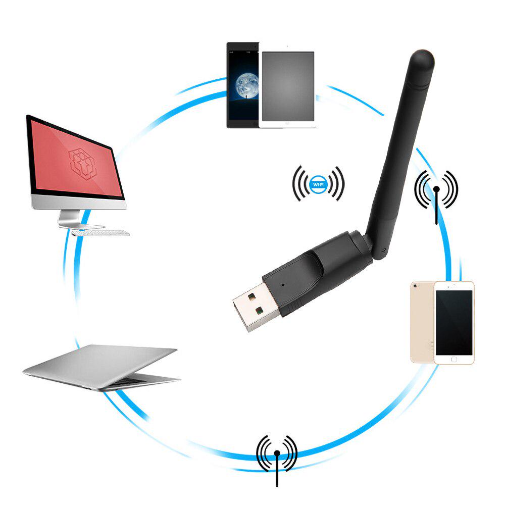 Wi-Fi USB-адаптер MT7601 150 Мбит / с USB 2.0 WiFi Беспроводная сетевая карта 802.11 B / g / n Сетевой адаптер с поворотной антенной