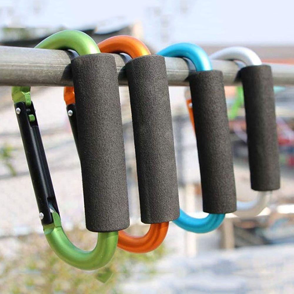 2Pcs D-Ring Baby Stroller Hook Sponge Handle Carriage Hanger Pram Lifting Button for Outdoor