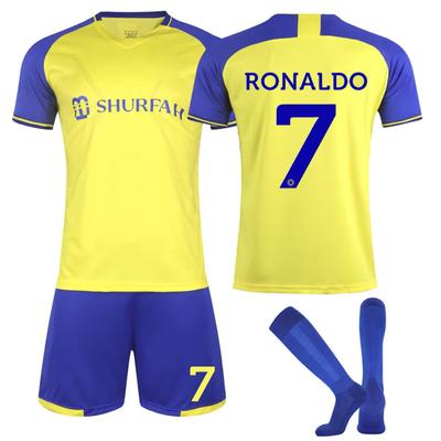 2223 Al-Nassr FC Домашние футбольные майки, шорты, носки, комплект, новый сезон, шорты, носки, размеры для взрослых, одежда