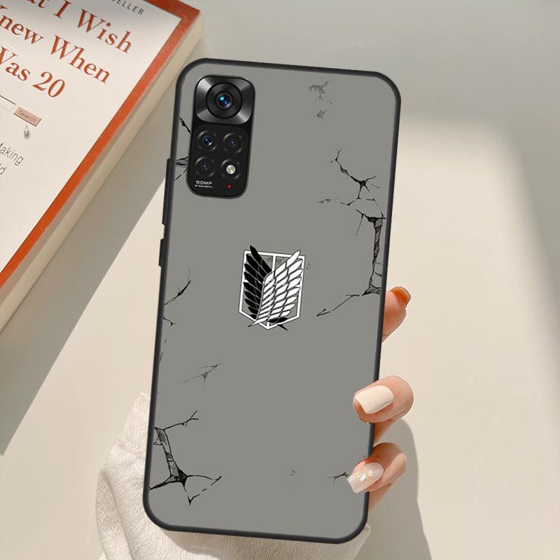 Anime Attack On Titan Logo Case For Xiaomi Redmi Note 11 10 9 8 Pro Note 11S 10S 9S 8T K50 K40 9A 9C 10A 10C Cover