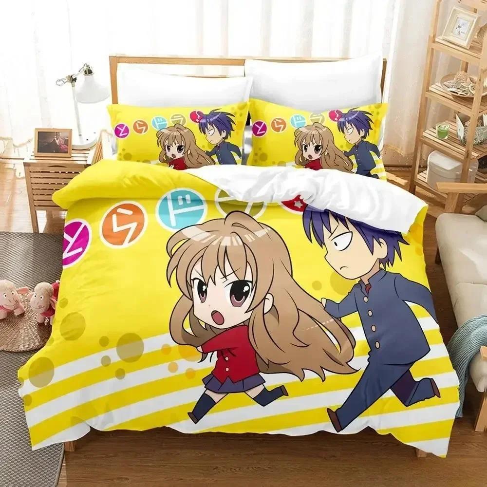 Одеяло Новый Набор Постельного Белья Toradora Мультяшное Аниме Трех peças Набор Взрослый Ребенок Спальня S 3D Кавайи Девочки Постельное Белье Двуспальное