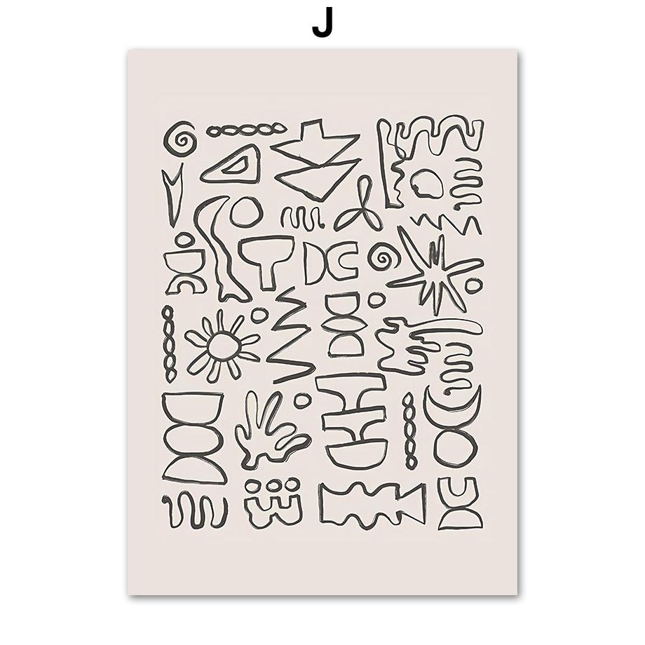 Абстрактная богемная линия, женская ваза с листьями, цветы, плакаты середины века, холст, картина, настенная живопись, печать, картина для гостиной, домашний декор