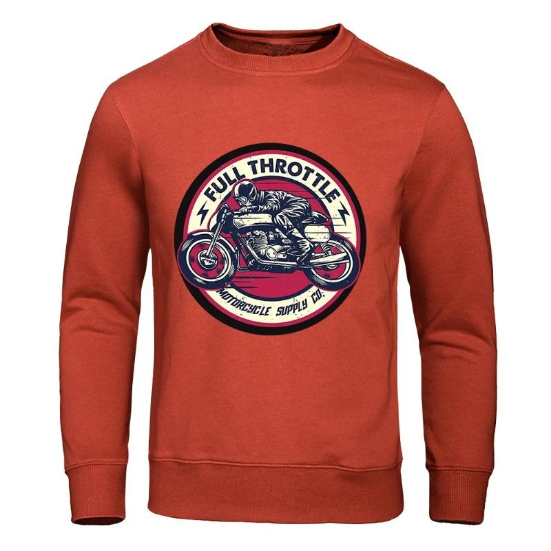 Full Throttle Motorcycle Locomotive Culture Мужские модные повседневные толстовки с капюшоном Флисовые теплые осенние повседневные спортивные свитера и длинные рукава для мужчин