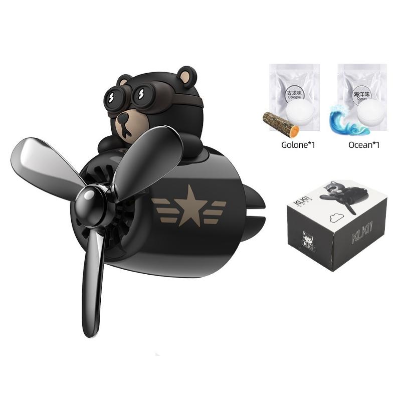 Car Air Freshener Bear Pilot Auto Accessories Interior Perfume Diffuser Rotating Propeller Outlet Fragrance Magnetic Design Car Aromatherapy