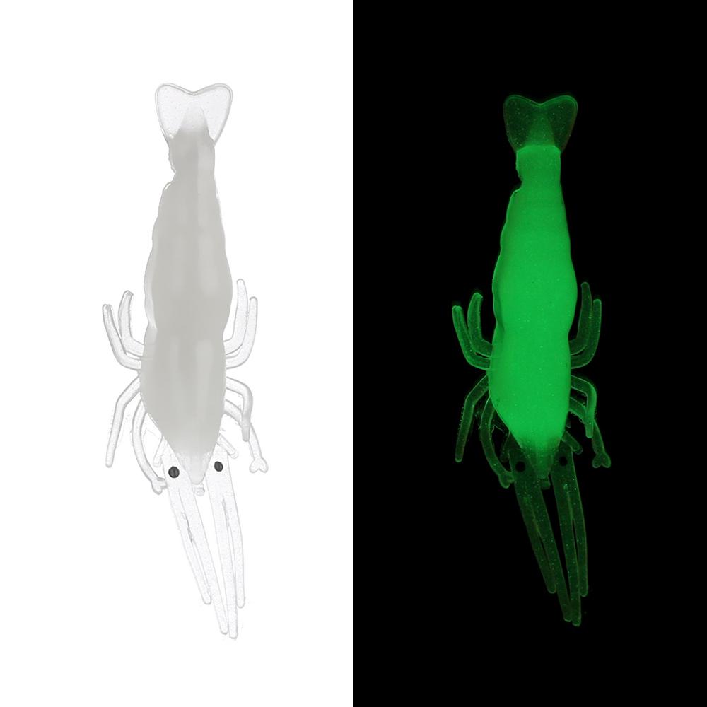 10Pcs Luminous Creative Soft Hook Worm Silicone Sea Fishing Prawn Lure Shrimp Fake Bait