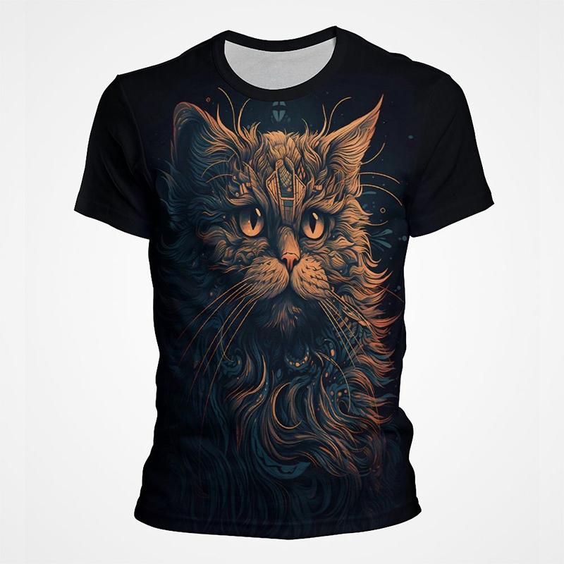 Детская футболка с 3D-принтом кошки, животного, красочная, забавная, с рисунком, в стиле хип-хоп, уличная, с круглым вырезом, летняя, повседневная, модная, уличная, Харадзюку, футболка, топ