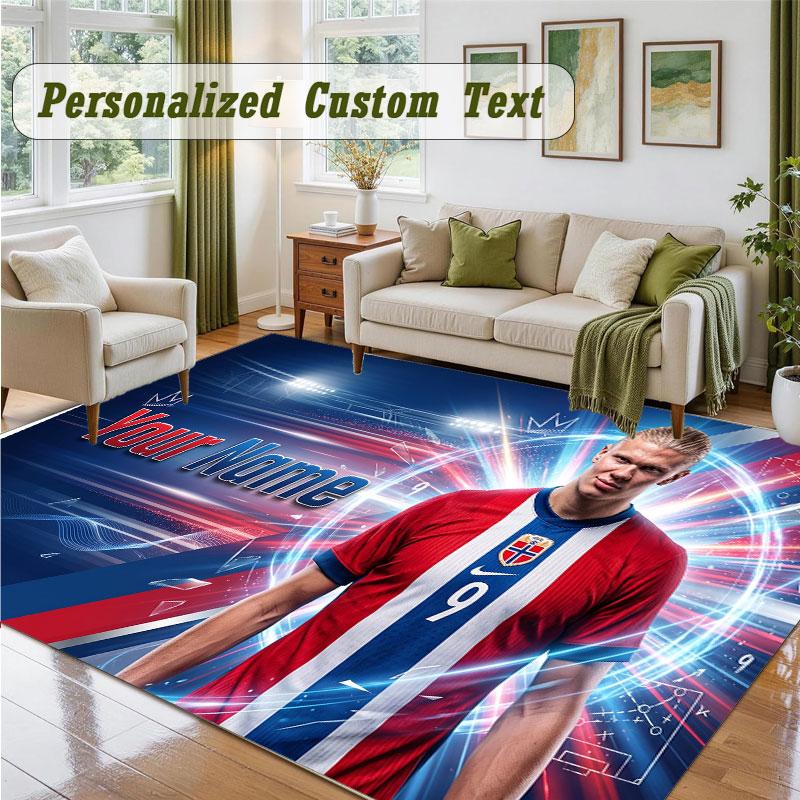 Crystal Velvet Square Rug Custom NameErling Haaland Pattern Non Slip Home Floor Decor Rug