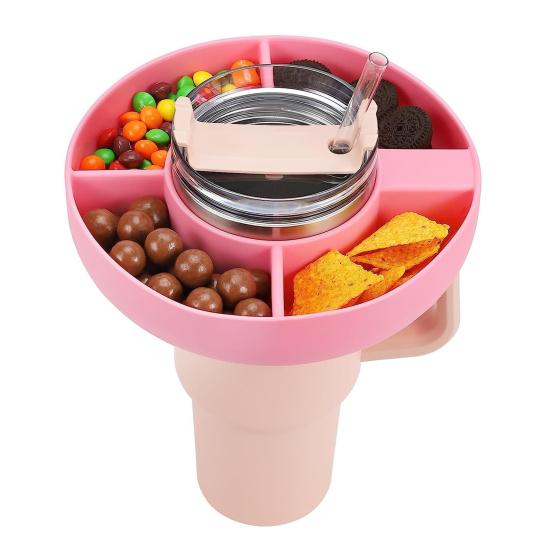 Силиконовое кольцо для закусок с 4 отделениями, идеально подходит для контейнера для закусок, простые многоразовые тарелки для закусок для чашки на 40 унций