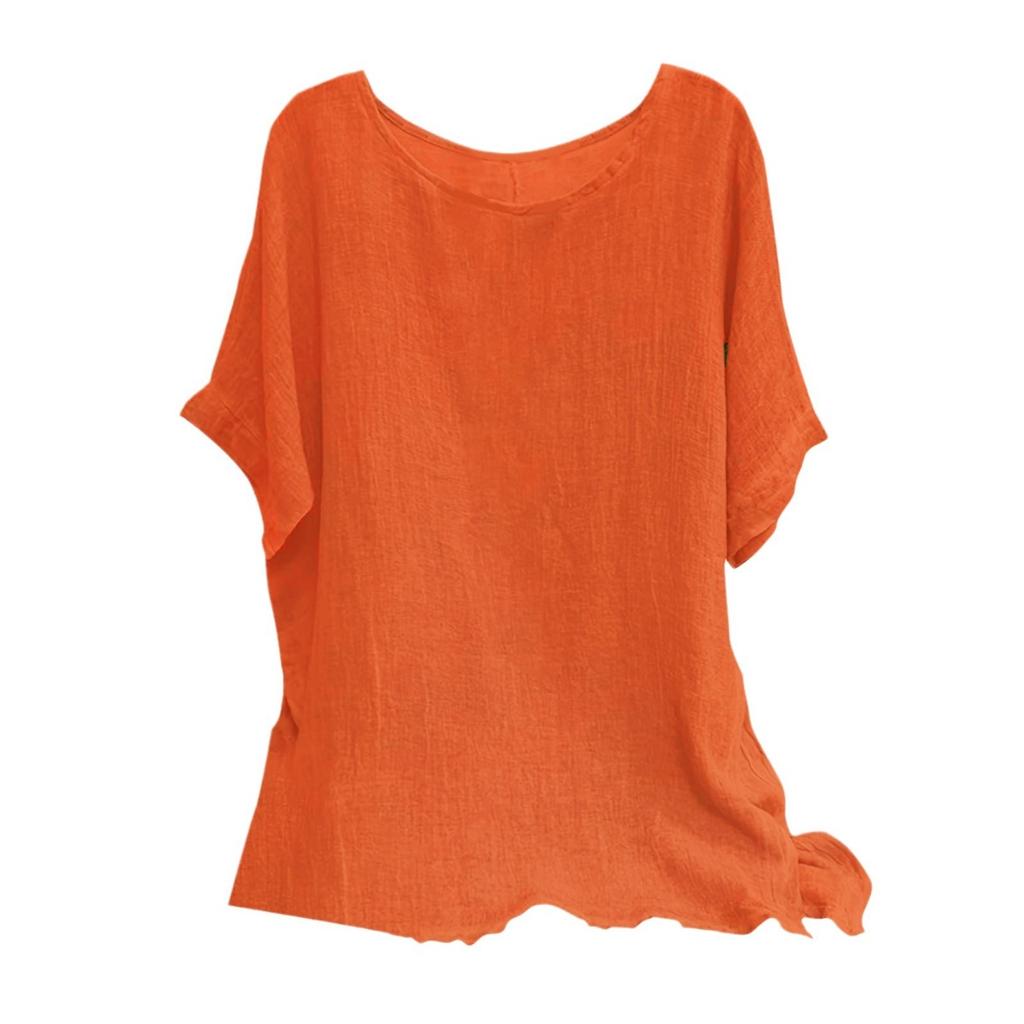 Ladies', Casual, Bat Sleeve Top, Round Neck, Short Sleeved Shirt