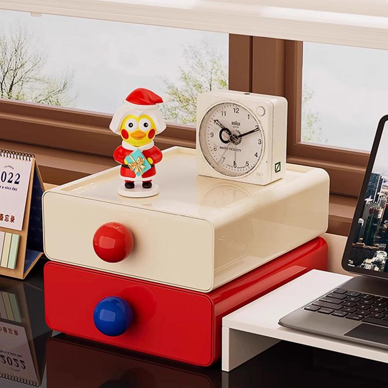 Desktop Storage Drawer Stackable Pull Out Storage Boxes Color Contrast Drawer Organizer Office Sundries Stationery Storage Case