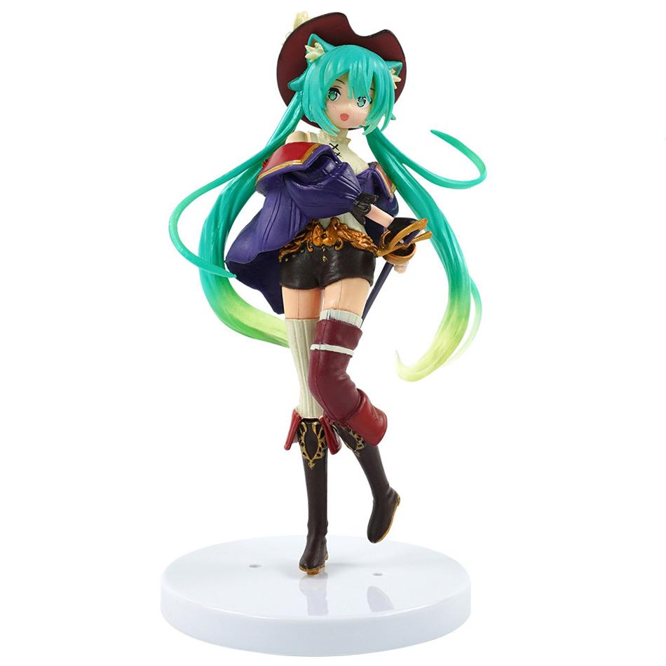 Hatsune Miku Anime Figurine - Cute Desktop Action Figure 'Tale of Wonderland' Miku as Puss in Boots Kawaii Girl Model Toy Adorab