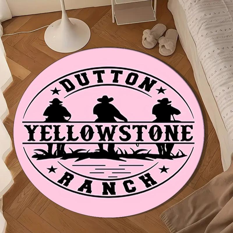 Western Adventure Romance Round Rug for Livingroom,Bedroom, Palyroom, Chair Rug, Area rug, Circle Carpet, Large Size Fan Christmas gift