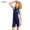 Boys UV Protection Swimwear One-Piece Short Sleeve Rash Guard Swimming Diving Snorkeling Training