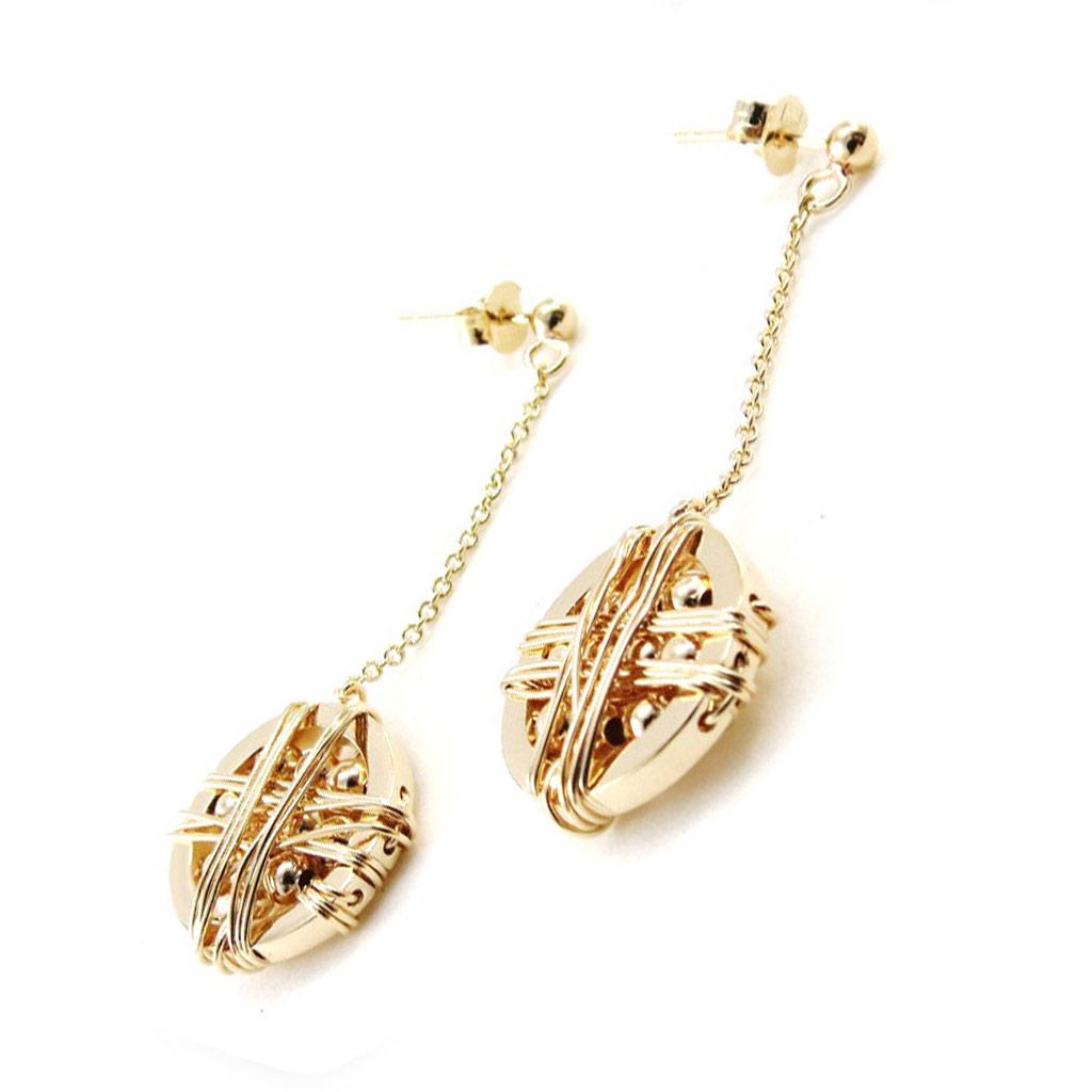 Les Trésors De Lily [J0359] - Gold Plated 'Choreography' Earrings - 45x15 Mm