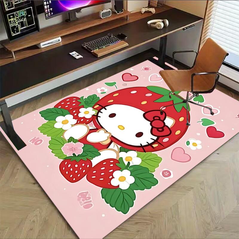 Hello Kitty Strawberry Garden Carpet For Playroom Bedroom Living Room Sofa Home Decorkids Game Area Rug Nonslip Floor Mat