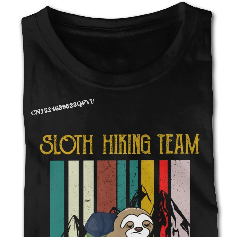 Sloth Hiking Team Мы доберемся туда, когда доберемся туда Ретро Винтажная футболка Мужская Мужская Молодежная Футболка с принтом в английском стиле Мужские футболки