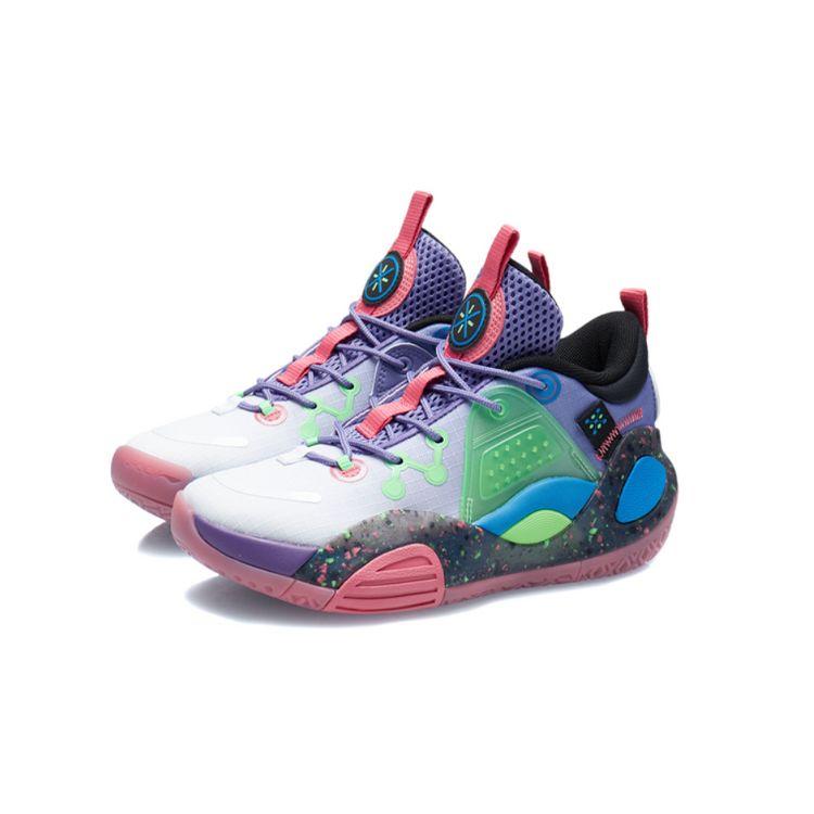 Баскетбольные кроссовки Li Ning All City 9 V1.5 для молодежи, детские баскетбольные кроссовки фиолетово-зеленого цвета YKBR044-5