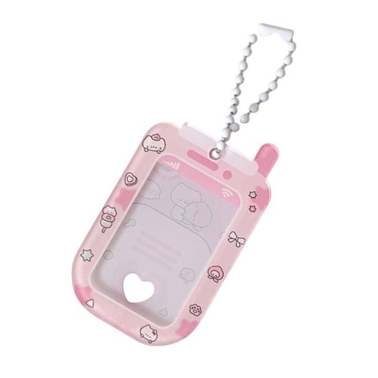 Мини-держатель для карт из акрила Милый мультяшный значок на телефон для фото на удостоверение личности Брелок-дисплей Жесткий защитный чехол для школы, офиса и коллекционирования