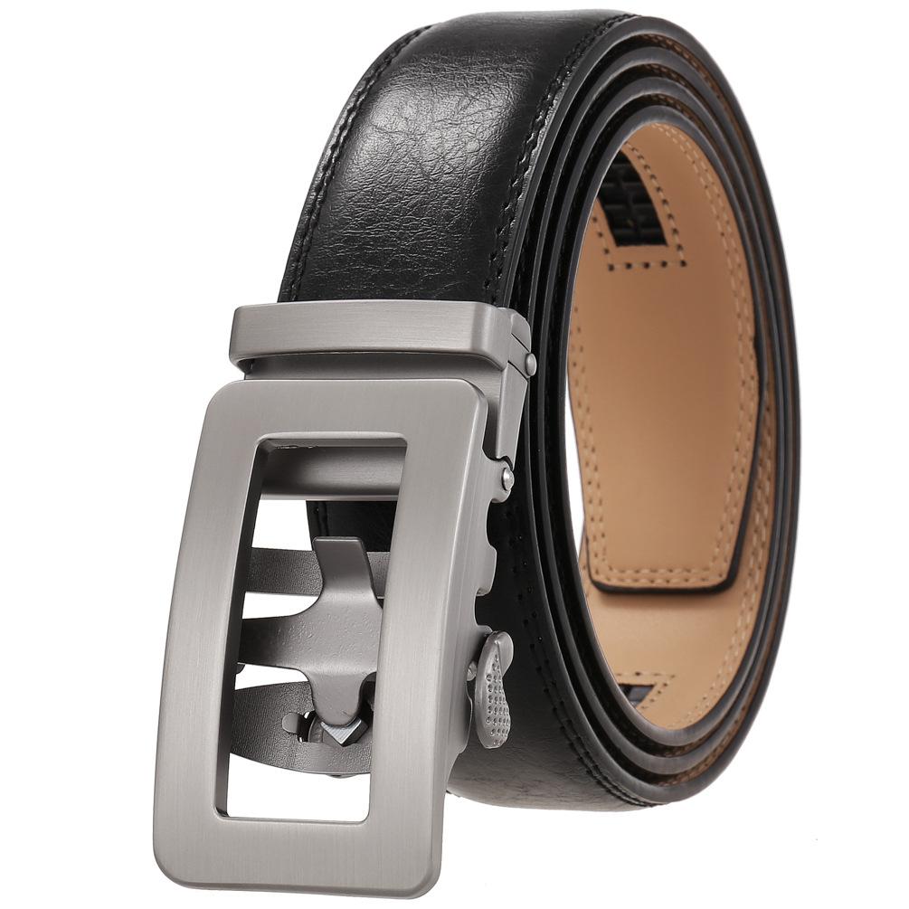 1шт двухслойный ремень из коровьей кожи с автоматической пряжкой, мужской ремень, деловой ремень Ly35-0838-1