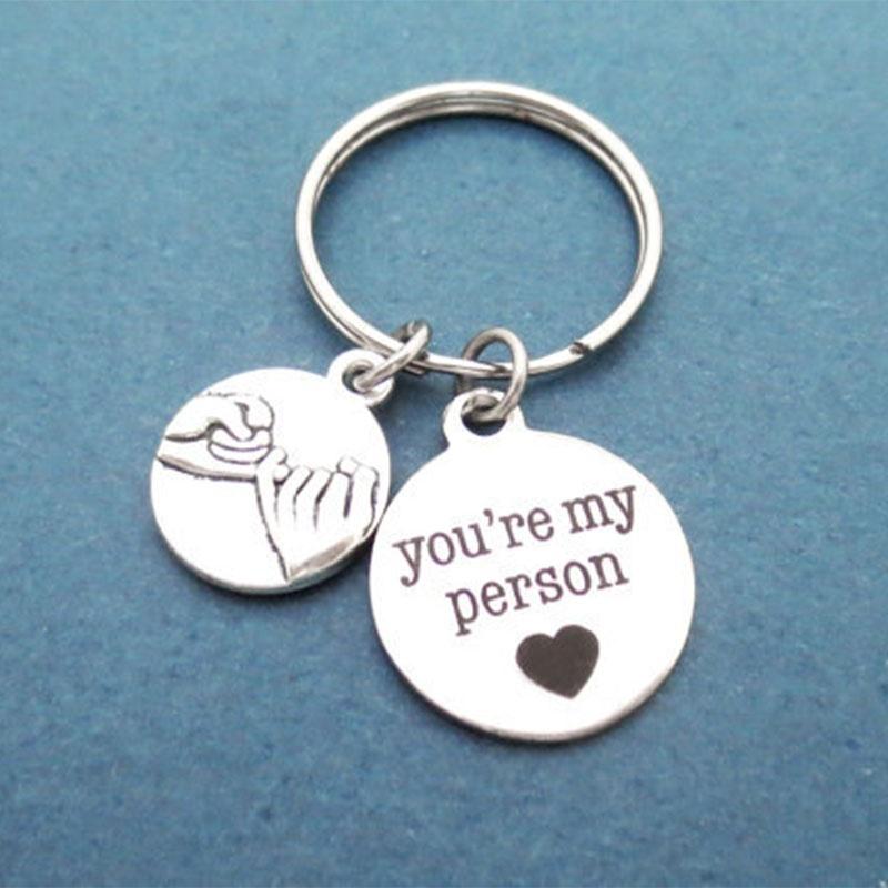 Fashion Creative Couple Jewelry Letter ''You Are My Person'' Pendant Necklace Key Chain